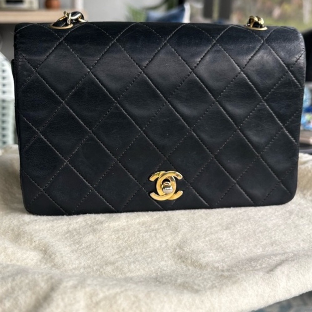 Chanel Black Quilted Leather small flap Chain Bag